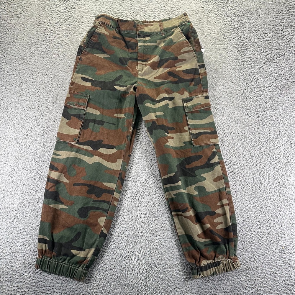 Forever 21 Pant Mens L Green‎ Camouflage Cargo Tapered Military Workwear Travel